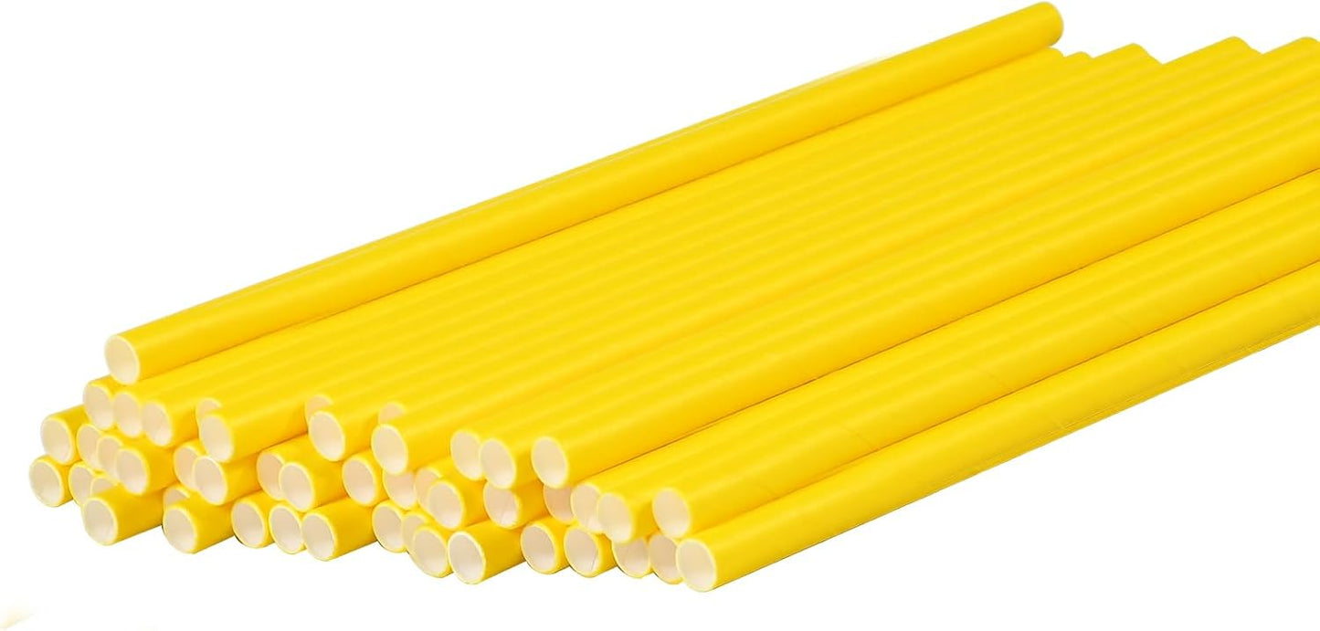 Disposable Paper Straws Solid Green - 7.75'' x 0.24'', 100 Counts - for Drinking, Beverage, Juice, Soda, Bar Supplies