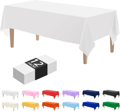 Kopokita 2PCS Black Plastic Tablecloths 54 x 108 Inch, Disposable Table Cloths Rectangle Party Table Covers