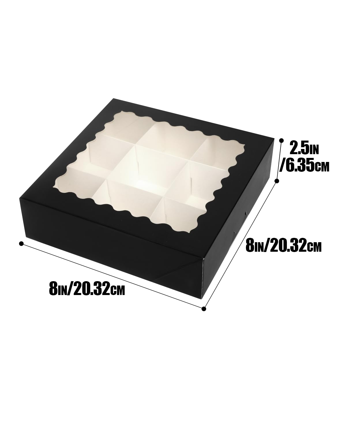 qiqee 8x8x2.5 Inch White Pastry Box With Window Donut Pie Boxes 12pcs Bakery Box (Auto-pop Up)
