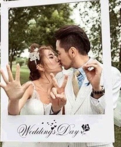 Photo Booth Prop, 1pcs Wedding Day Cardboard Photobooth Picture Selfie Frame (Wedding Day White)