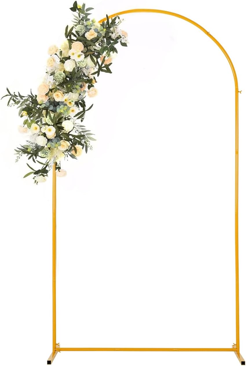 Vincidern 6.6 FT Wedding Arch Backdrop Stand for Parties, Balloon Arch Stand, Wedding Arches for Ceremony, Metal Arch Backdrop Stand for Bridal Baby Showers, Birthday Party Decoration Door Frame Gold