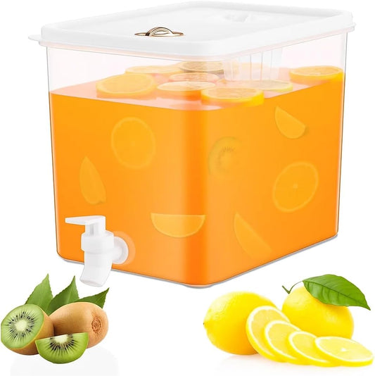 1 Gallon Beverage Drink Dispenser for Fridge, Plastic Beverage Dispenser with Spigot，Juice Container Sealed with Filter Screen，Cold Hot Drink Jug for Christmas Party Supplies (2PCS 1Gallon)