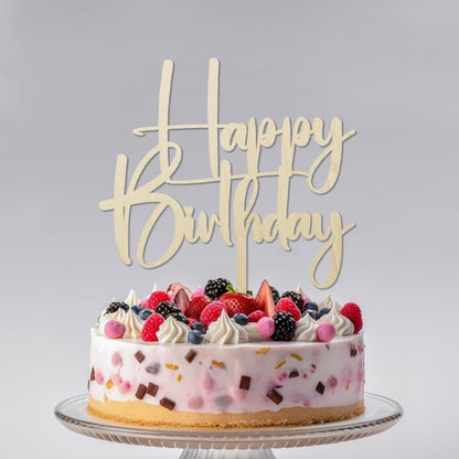 Happy Birthday Cake Topper,black Glitter Cake Pick Bunting Decor for Anniversary Birthday Party Cake Decorations Supplies