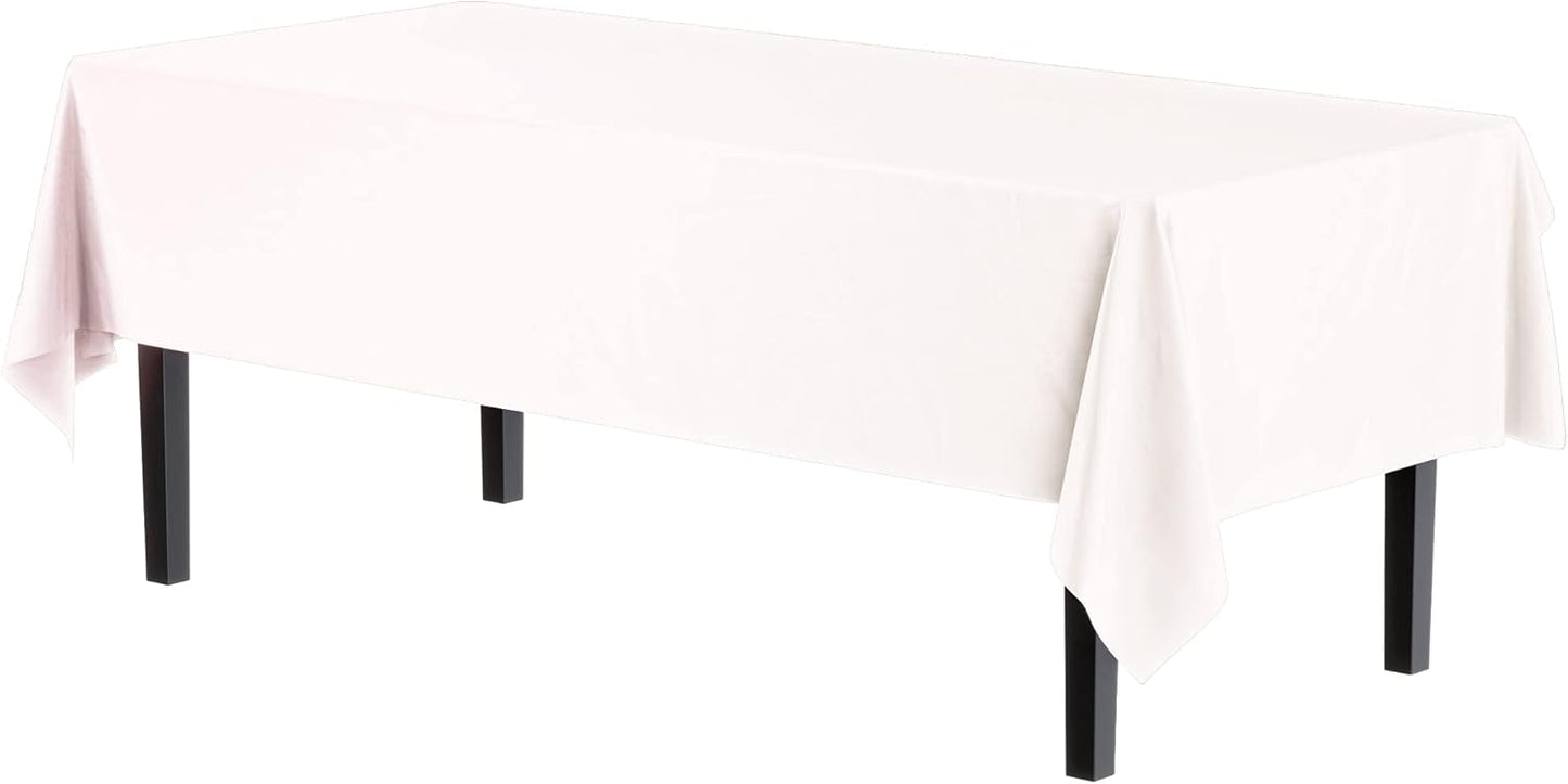 12-Pack Premium Plastic Tablecloth 54in. x 108in. Rectangle Table Cover - Dark Blue - Colors A