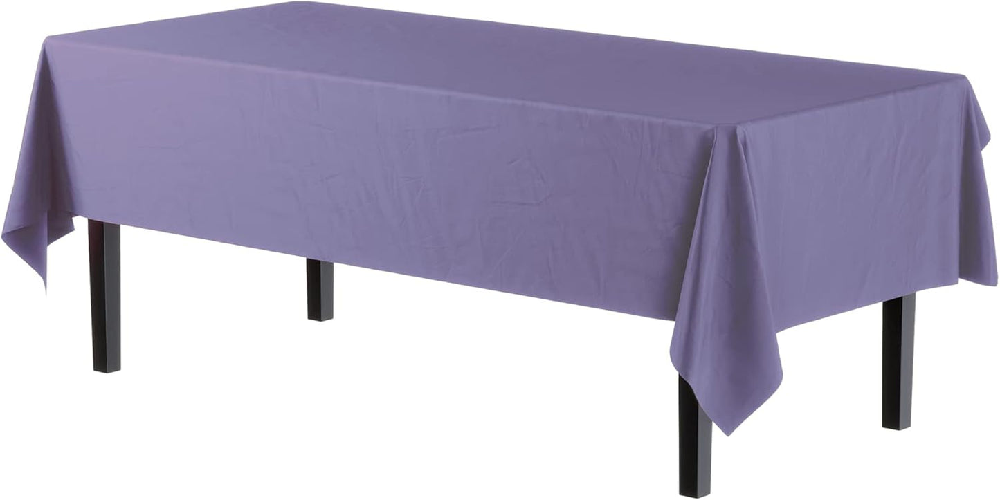 12-Pack Premium Plastic Tablecloth 54in. x 108in. Rectangle Table Cover - Dark Blue - Colors B