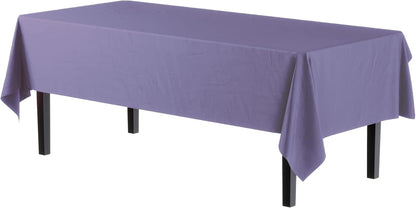 12-Pack Premium Plastic Tablecloth 54in. x 108in. Rectangle Table Cover - Dark Blue - Colors B