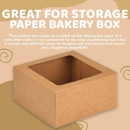 JBR & JM 5-Pack White Cake Boxes with Window - 10x10x5 Inches, Disposable Bakery Box for Cakes, Pastries, Desserts, Cookies - Square Cake Containers for Birthday Parties and Weddings
