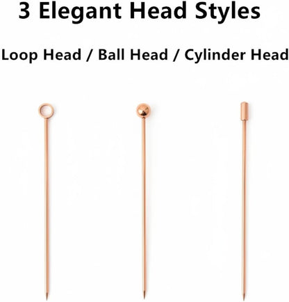 I-MART 15 Pack Stainless Steel Cocktail Picks Martini Olive Skewers, Reusable Metal Garnish Sticks for Drinks, Appetizers, Bloody Mary, Olives, Citrus, Fruit Decor (Gold, 4.25 Inch)
