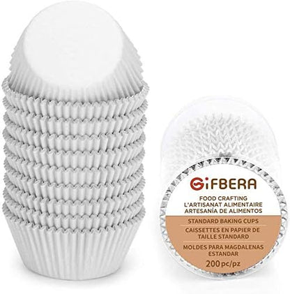 Gifbera White Metallic Foil Cupcake Liners Standard Size Baking Cups, 200-Count