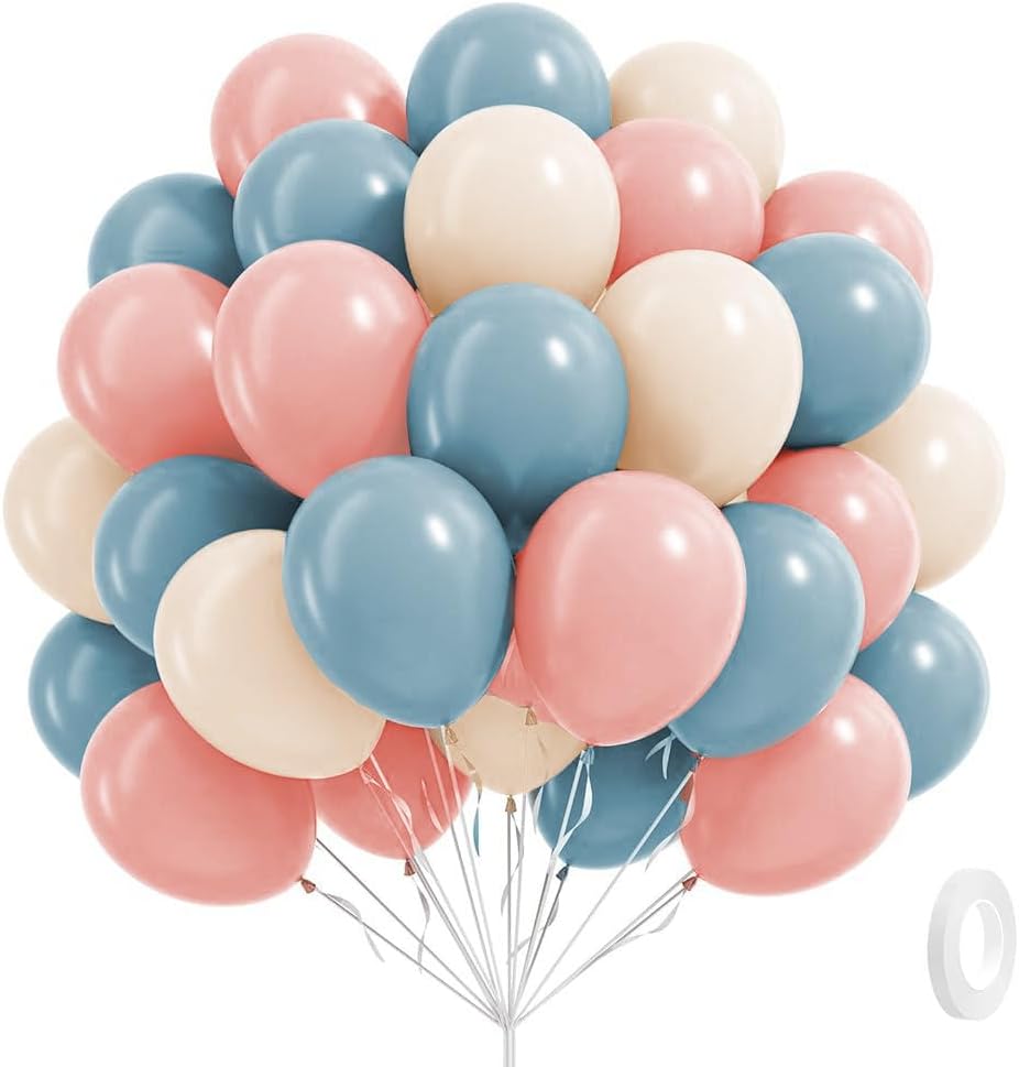 Light Pink and White Balloons, 60pcs 12inch Pearl Light Baby Pink Confetti White Balloons for Wedding Bridal Shower Baby Shower Pink Birthday Decorations