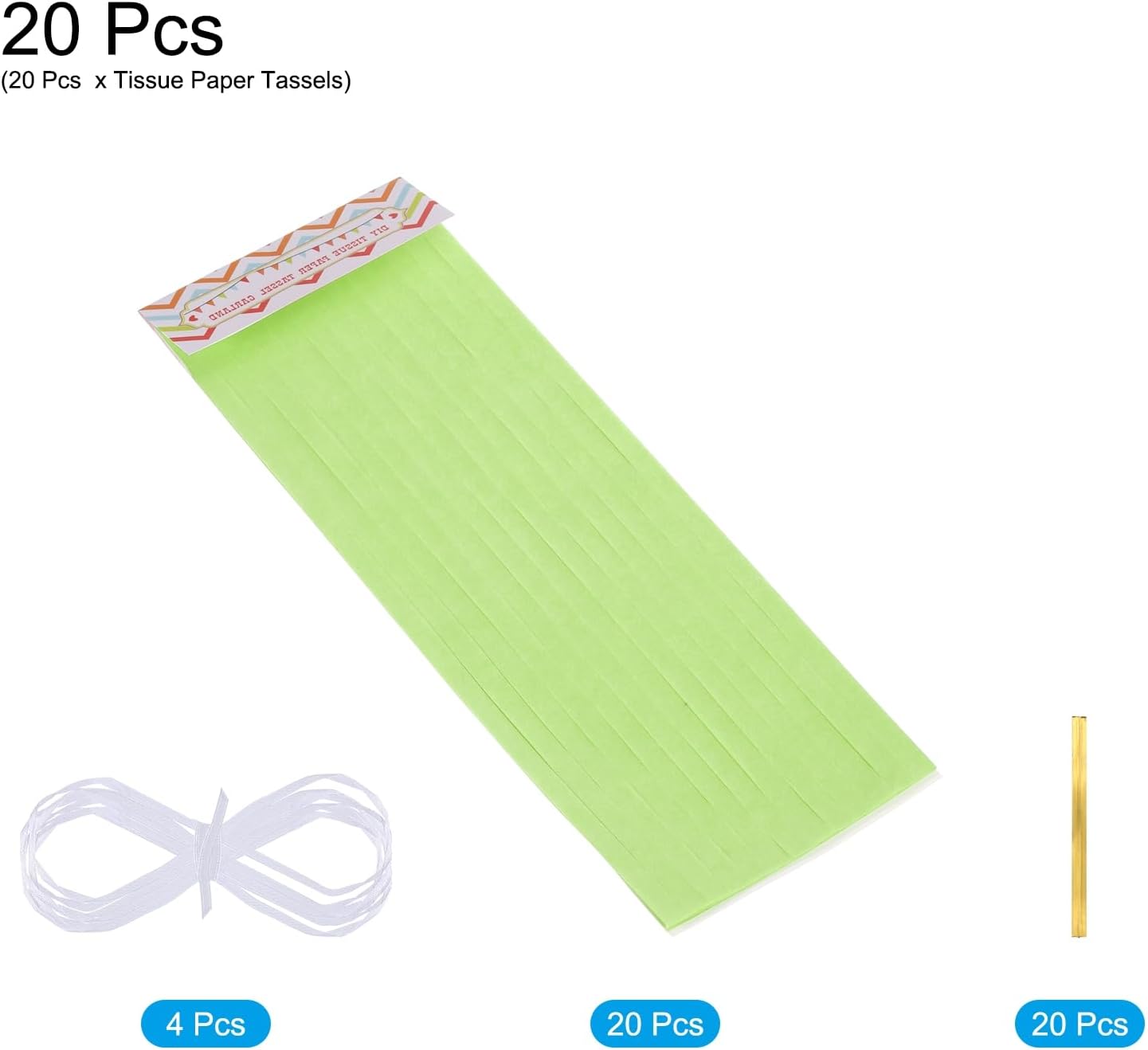 MECCANIXITY 20Pcs Light Blue Tassel Garland Banner with Rope Tissue Paper Tassels Party DIY Kits for Anniversary Wedding Birthday Party