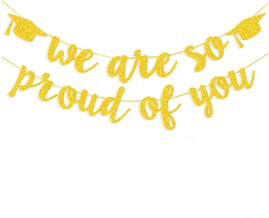 2026 Graduation Banners Party Decorations, Black Glitter We are So Proud of You Graduation Banners Garland for Congratulation Graduations Party Supplies, School, Home, Car Decorations