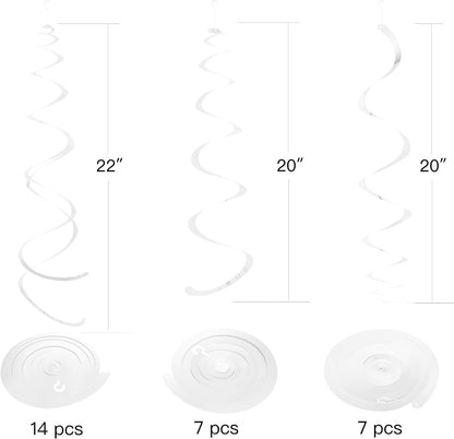 Gold Party Hanging Swirl Decorations Plastic Streamer for Ceiling, Pack of 28