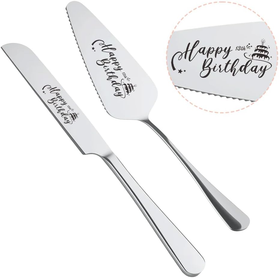 Cake Knife and Server Set for Birthday Party 60 Year Old Birthday Gift for Dad Mom Engraved Knives Servers Grandma Grandpa 60th Bday Gifts for Men Women 60 Yrs Old Bday Presents for Aunt Uncle