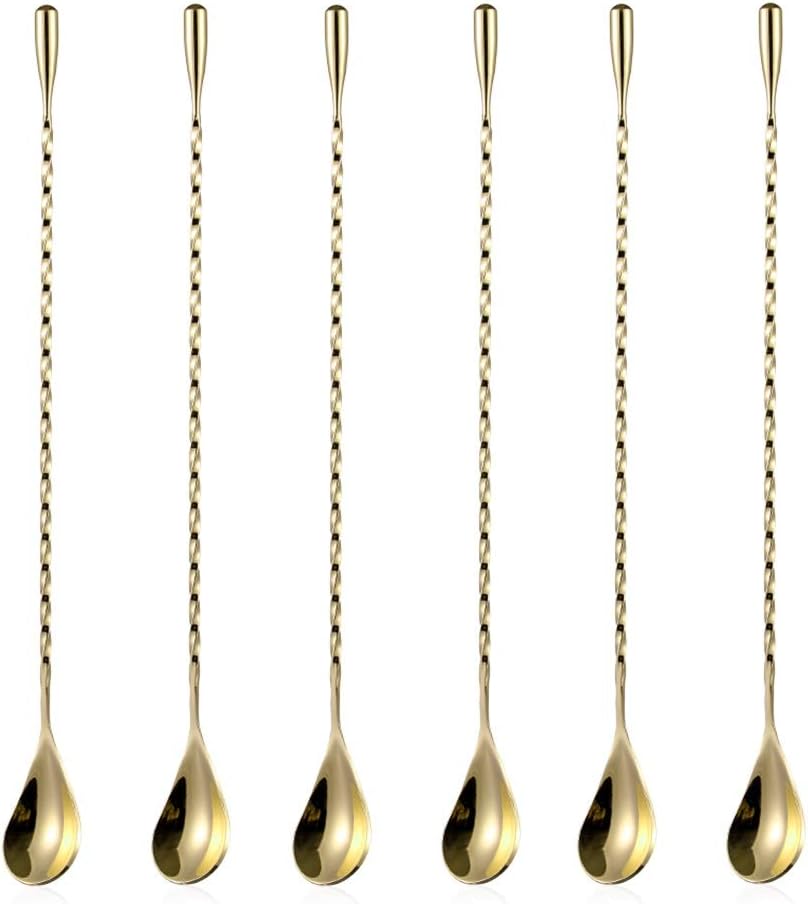 2 Pcs 12 Inch Bar Mixing Spoon Cocktail Spoon Stainless Steel Bar Long Spoon With Spiral Pattern