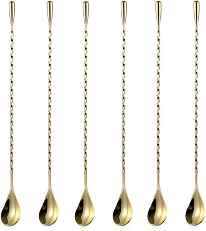 2 Pcs 12 Inch Bar Mixing Spoon Cocktail Spoon Stainless Steel Bar Long Spoon With Spiral Pattern