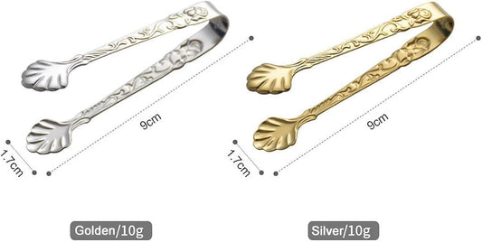 Mini Serving Tongs, Vintage Rose Sugar Cube Tongs, Stainless Steel, for Tea and Coffee Party, Appetizers, Desserts
