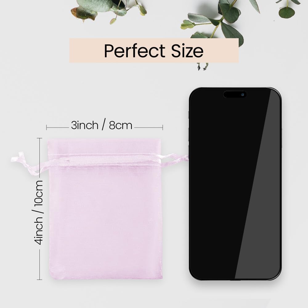 Meowoo 100PCS Organza Bags, 3x4in Small Mesh Bags Drawstring for Jewelry, Candy, Christmas, Sachets, Festivals, Bathroom Soaps, Makeup Organza, Wrapping Supplies(mixedcolor)