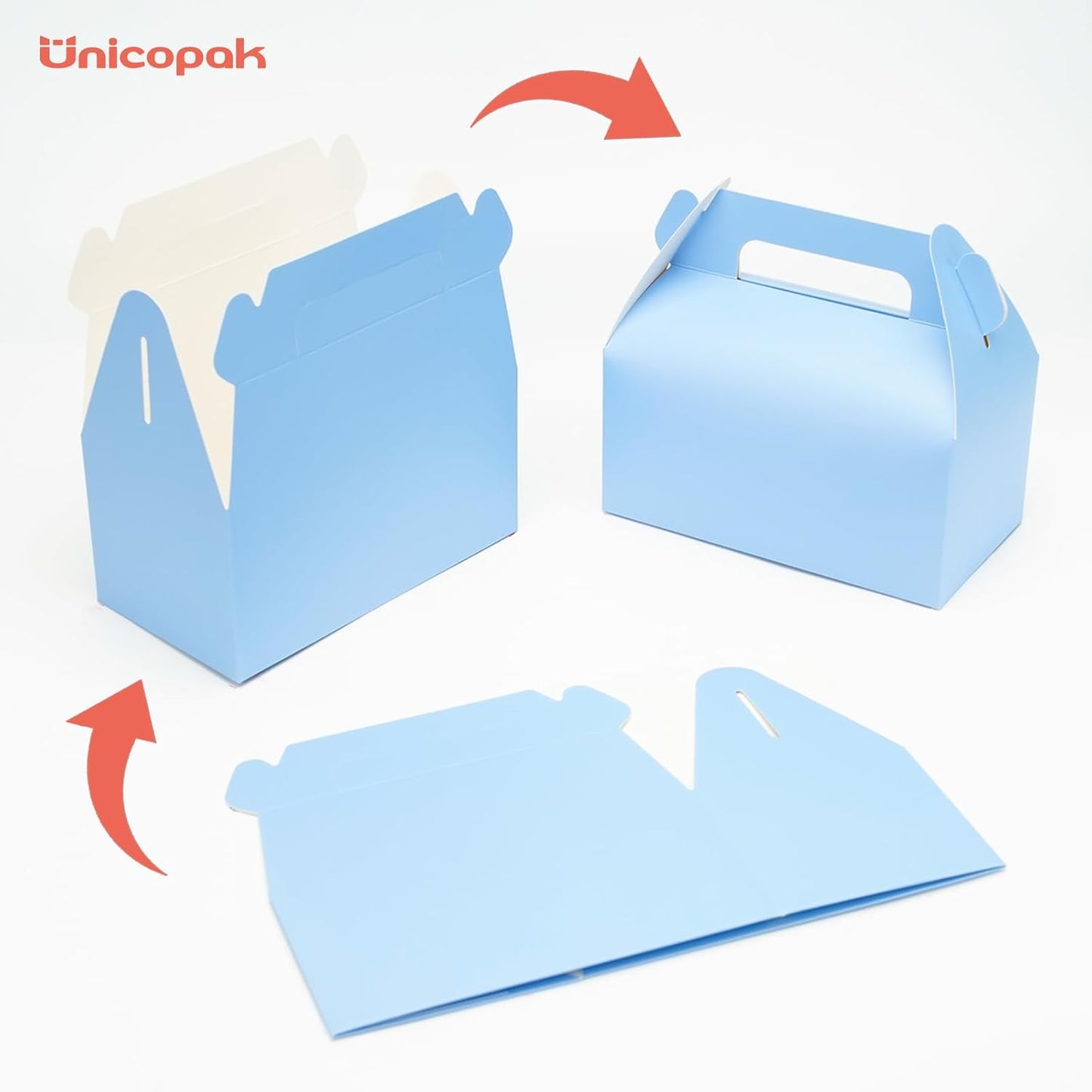UnicoPak 30 Pack Party Favor Boxes Treat Boxes, White Gable Gift Boxes for Party Favors Goodies Cookies Treats Candies Meals Lunch, 6.5x3.5x3.5 Inches
