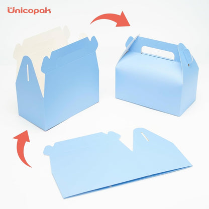 UnicoPak 30 Pack Party Favor Boxes Treat Boxes, White Gable Gift Boxes for Party Favors Goodies Cookies Treats Candies Meals Lunch, 6.5x3.5x3.5 Inches