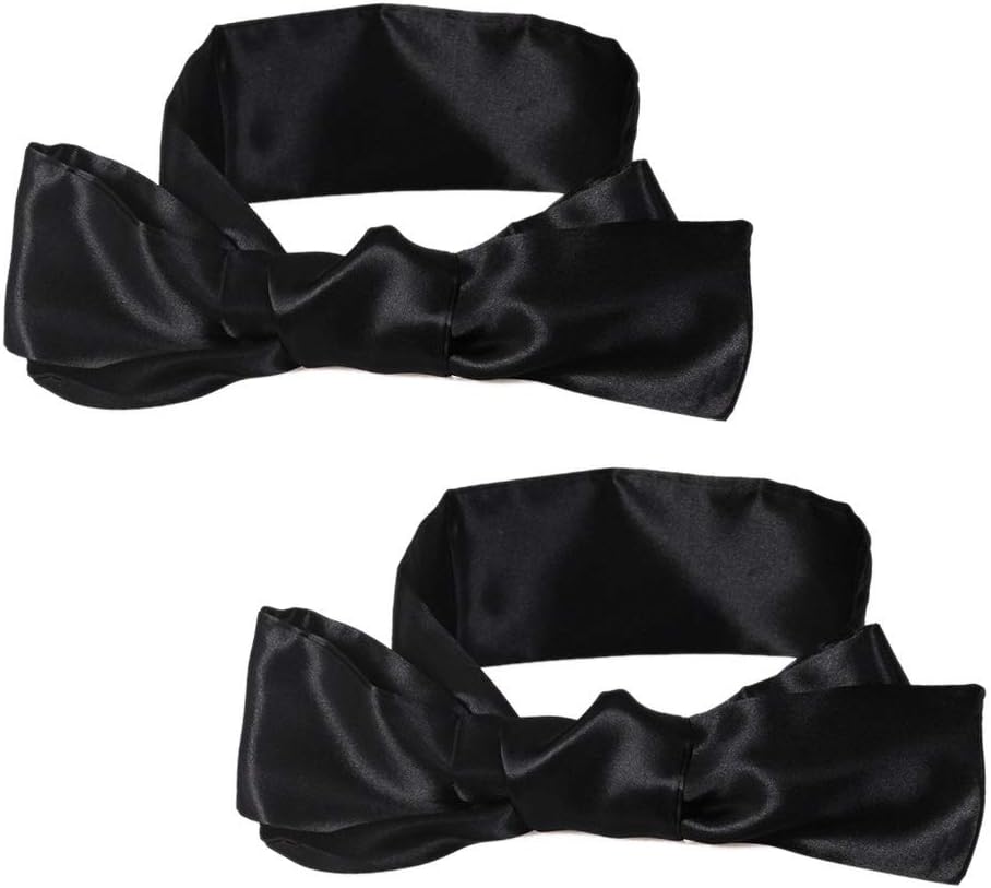2Pcs Satin Eye Mask Sleep Mask, Adjustable Blindfold Soft Satin Eye Covers Gift for Travel, Nap, Meditation,157cm/62inch (Black+Pink)