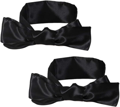 2Pcs Satin Eye Mask Sleep Mask, Adjustable Blindfold Soft Satin Eye Covers Gift for Travel, Nap, Meditation,157cm/62inch (Black+Pink)