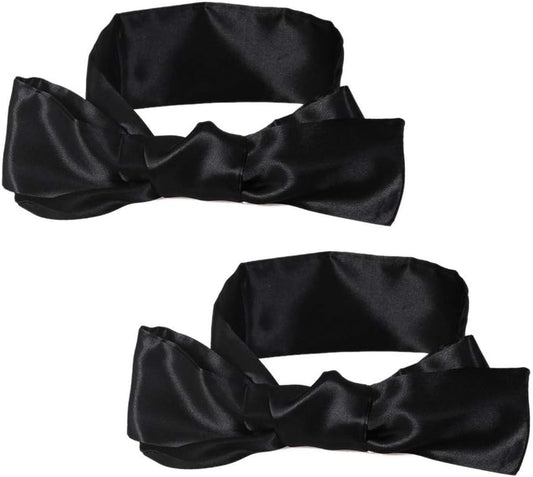2Pcs Satin Eye Mask Sleep Mask, Adjustable Blindfold Soft Satin Eye Covers Gift for Travel, Nap, Meditation,157cm/62inch (Black+Pink)