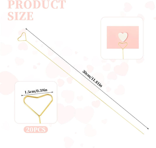 Abeillo 20 Pcs Floral Card Holder Picks Gold Star Picture Sticks for Centerpiece, Photo Holders for Tables Flower Card Holder Stick for Bouquets, Greeting Cards, Postcards Wedding Party