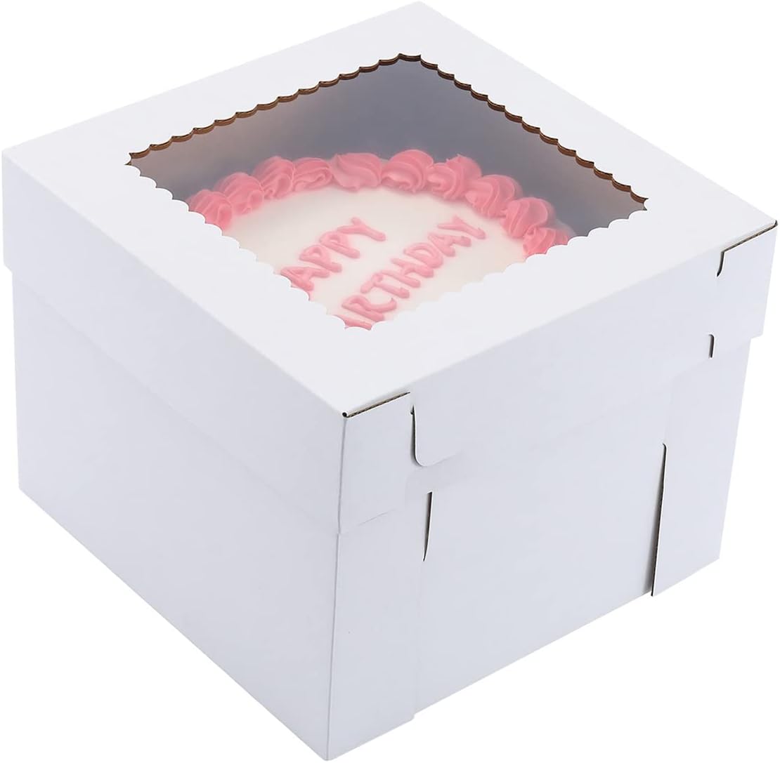Tall Cake Boxes for Tier Cakes,3 Sizes 6 Pack 8x8x10,10x10x12 and 12x12x12Inch,Sturdy White Tall Cake Box Shipping in 8 10 12 Inch 2 3 Tier for Wedding Layer Tiered Cakes