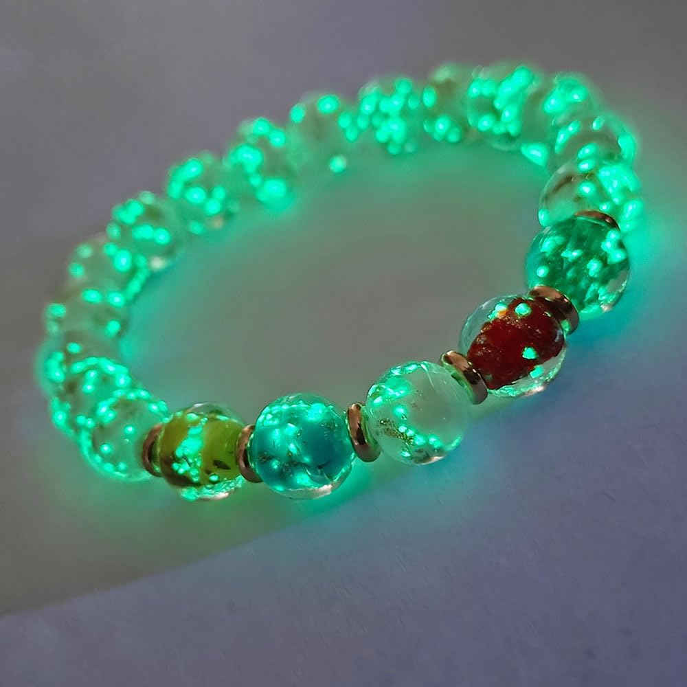 Handmade Glow-in-the-Dark Beaded Bracelet, Luminous Wrist Accessory, Fashion Bracelet for Women, Ideal Gift for Night Events, Parties & Birthdays