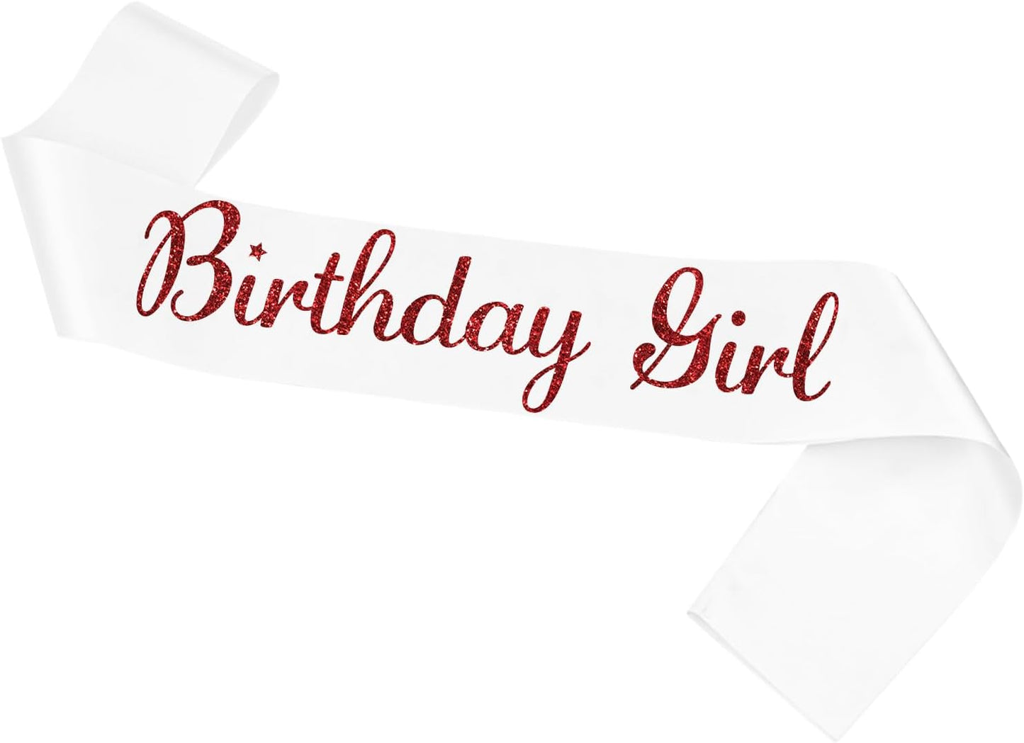 Birthday Girl Sash, White Silver Sash for Women and Girls, Birthday Party Decorations, Satin Material, One Size Fits Most