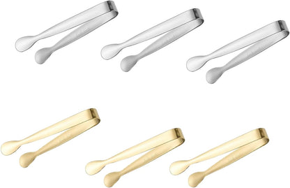 6Pcs Silver and Gold Mini Sugger Tongs Small Tongs,Charcuterie Boards Accessories Serving Trays for Tea Parties,Coffee Breaks,or Any Social Gathering.