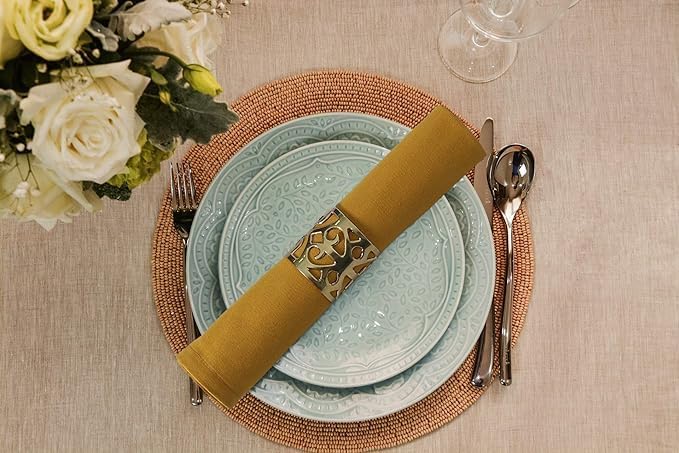 ACCENTHOME Natural Cotton Linen Napkin Set of 12 18x18 inch Dinner Napkins - Washable Soft Premium Hotel Quality Reusable Hemmed Edges Napkins Perfect Table Linens for Family Dinners, Weddings