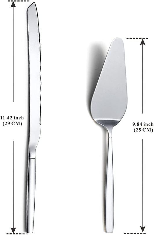 Berglander Wedding Cake Knife and Server Set, Stainless Steel Cake Cutting Set For Include Cake Cutter And Cake Server Perfect For Wedding, Birthday, Parties and Events