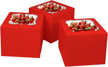 Bakepacker 36pcs 8x8x5 Inches Cake Boxes with Window 18-Packs Black 8 Inch Bakery Boxes (18 Cake Boxes +18 Cake Boards Included)