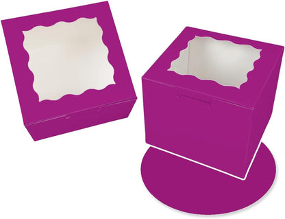 Bakepacker 36pcs 8x8x5 Inches Cake Boxes with Window 18-Packs Black 8 Inch Bakery Boxes (18 Cake Boxes +18 Cake Boards Included)