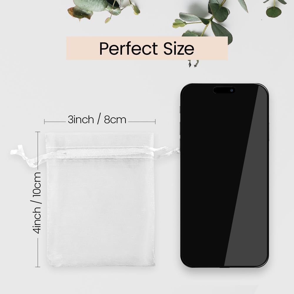 Meowoo 100PCS Organza Bags, 3x4in Small Mesh Bags Drawstring for Jewelry, Candy, Christmas, Sachets, Festivals, Bathroom Soaps, Makeup Organza, Wrapping Supplies(mixedcolor)