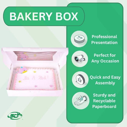 Southern Champion Tray 1029 Premium Clay Coated Kraft Paperboard White Non-Window Sheet Cake and Utility Box, 19" Length x 14" Width x 4" Height, 1/2 Sheet (Case of 50)