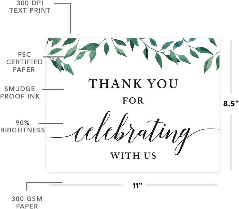 Andaz Press Wedding Party Signs, Natural Greenery Green Leaves, 8.5x11-inch, Bridal Shower Scavenger Hunt, 1-Pack - Colors B
