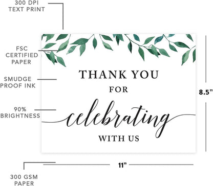 Andaz Press Wedding Party Signs, Natural Greenery Green Leaves, 8.5x11-inch, Bridal Shower Scavenger Hunt, 1-Pack - Colors B