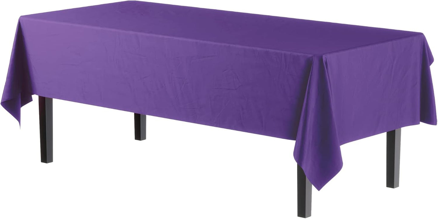 Exquisite Party Solids 6-Pack Premium Plastic Tablecloth 54in. x 108in. Rectangle Plastic Table Cover - Navy