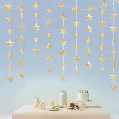 Iridescent Shining Star Hanging Garland Iridescent Hanging Sparkling Star Streamer Glitter Bunting Banner Twinkle Backdrop for Wedding Baby Shower Birthday Christmas Decorations 40 Feet