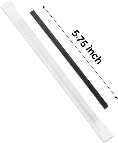 5.75 inch Orange Paper Cocktail Straws, Short Disposable Drinking Straws 500 Counts, Unwrapped - Compostable