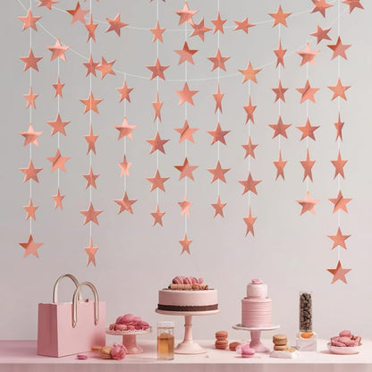 Iridescent Shining Star Hanging Garland Iridescent Hanging Sparkling Star Streamer Glitter Bunting Banner Twinkle Backdrop for Wedding Baby Shower Birthday Christmas Decorations 40 Feet
