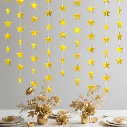 Iridescent Shining Star Hanging Garland Iridescent Hanging Sparkling Star Streamer Glitter Bunting Banner Twinkle Backdrop for Wedding Baby Shower Birthday Christmas Decorations 40 Feet