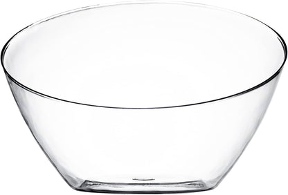 Posh Setting Crystal Clear, Disposable Premium Hard Plastic Medium Angled Bowl, Party, Salad, Snack and Fruit Bowl 5 Pack