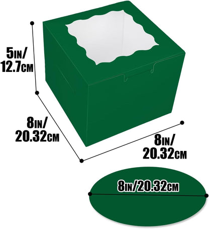 Bakepacker 36pcs 8x8x5 Inches Cake Boxes with Window 18-Packs Black 8 Inch Bakery Boxes (18 Cake Boxes +18 Cake Boards Included)