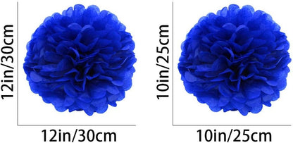 White Paper Pom Poms - Party Tissue Paper Flowers Balls - Party Hanging Decoration Supplies - Size of 10inch, 12inch, Great for Wedding, Birthday, Any Parties and Events (12 PCS)