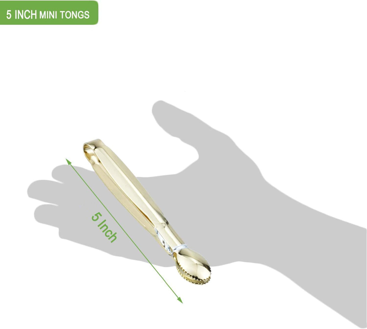 5.75" Mini Appetizer Tongs Set, Tiny Stainless Steel Small Tongs for Serving, Tea Party, Coffee Bar, Desserts, Set of 4 (Gold)