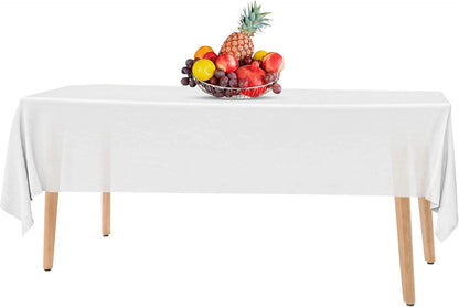 14 Pack Black 54 x 108 in. Rectangle Disposable Plastic Tablecloths - Smooth Decorative Covers for Parties, Weddings